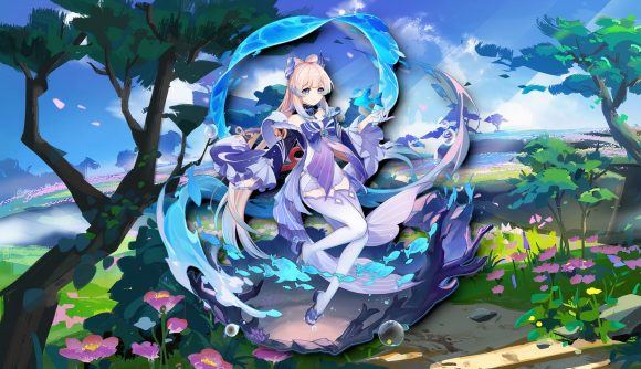 Genshin Impact tier list - Kokomi's official splash art against a forest background